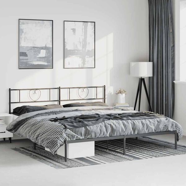 vidaXL Metal Bed Frame without Mattress with Headboard Black 193x203cm