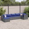 vidaXL 7 Piece Garden Lounge Set with Cushions Grey Poly Rattan
