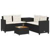 vidaXL Garden Sofa with Table and Cushions L-Shaped Black Poly Rattan