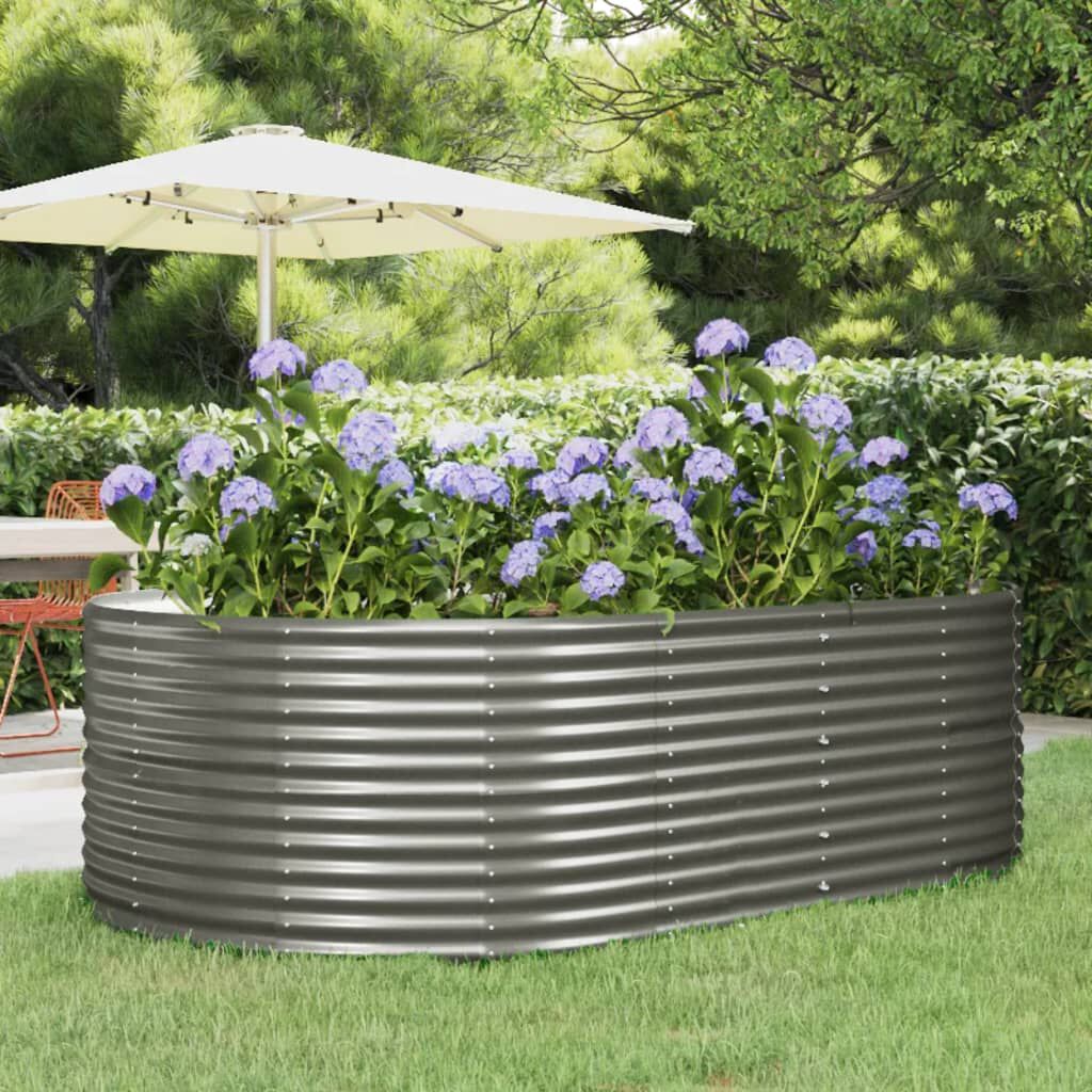 vidaXL Garden Raised Bed Grey 212x140x68 cm Powder-coated Steel