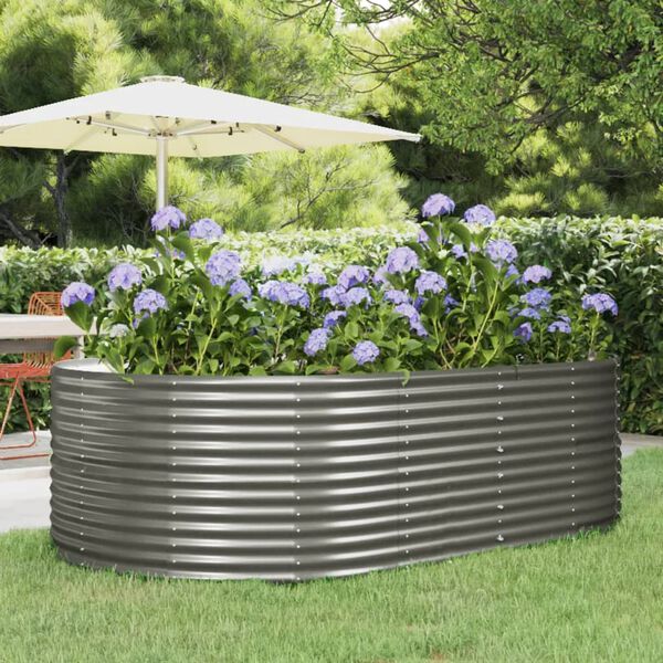 vidaXL Garden Raised Bed Grey 212x140x68 cm Powder-coated Steel
