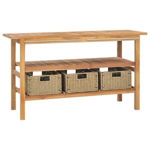 vidaXL Bathroom Vanity Cabinet with 3 Baskets Solid Wood Teak 132x45x75 cm