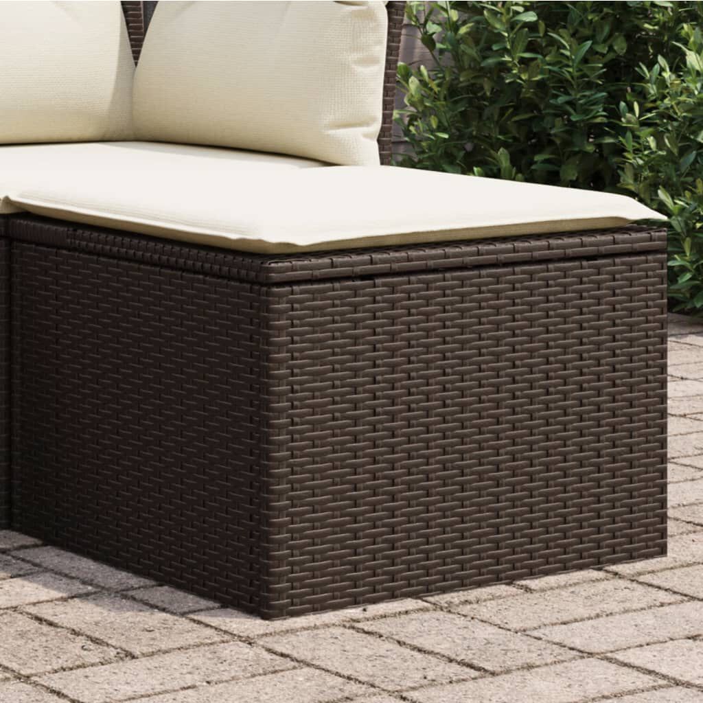 vidaXL Garden Stool with Cushion Brown 55x55x37 cm Poly Rattan