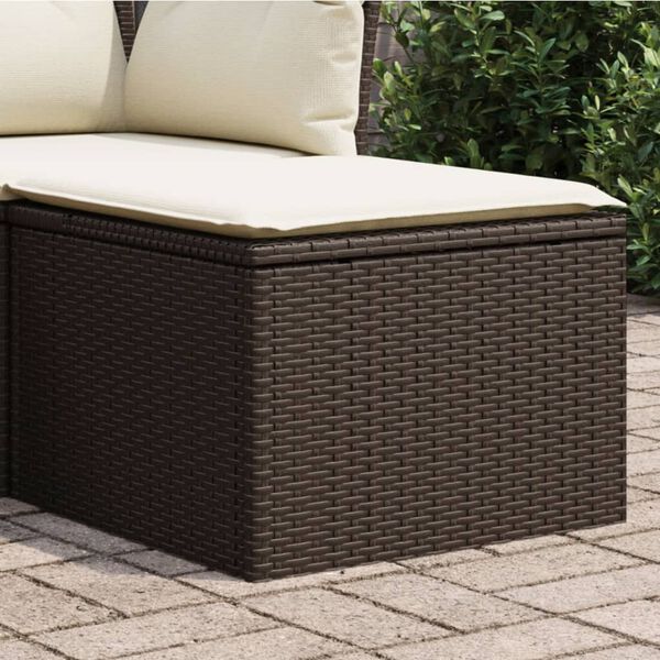 vidaXL Garden Stool with Cushion Brown 55x55x37 cm Poly Rattan