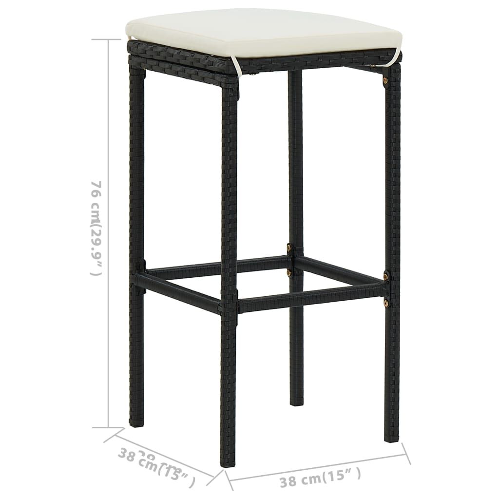 vidaXL 7 Piece Garden Bar Set with Cushions Black
