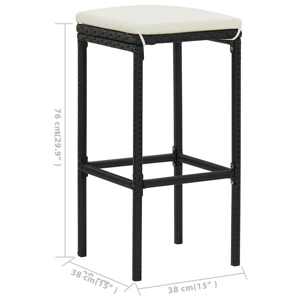 vidaXL 7 Piece Garden Bar Set with Cushions Black