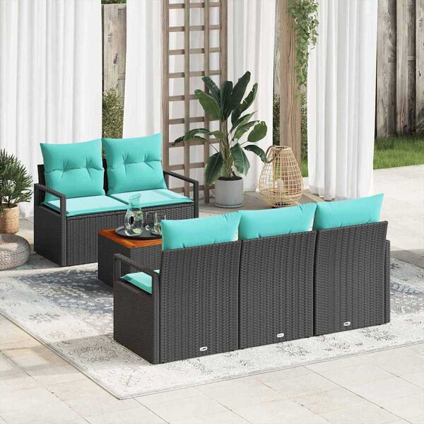 vidaXL Garden Sofa Set 6 pcs Black and turquoise