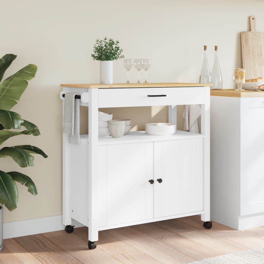 vidaXL Kitchen Trolley MONZA 84x40x90 cm Solid Wood Pine