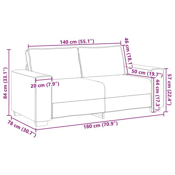vidaXL 2-Seater Sofa Dark Grey 140 cm Fabric