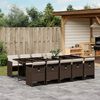 vidaXL 11 Piece Garden Dining Set with Cushions Brown Poly Rattan