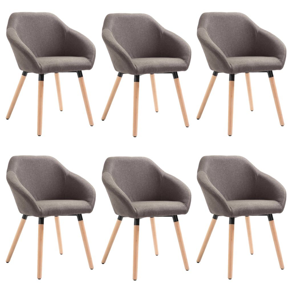 vidaXL Dining Chairs 6 pcs Taupe Fabric