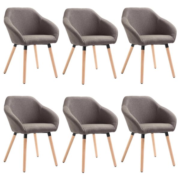 vidaXL Dining Chairs 6 pcs Taupe Fabric