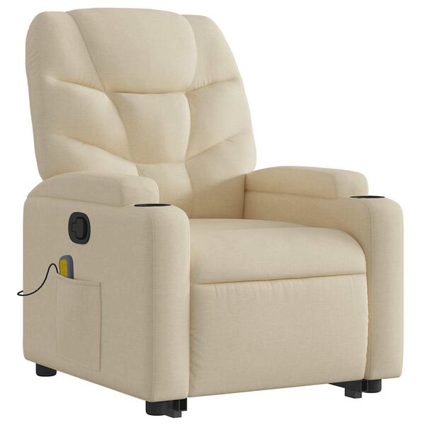 vidaXL Stand up Massage Recliner Chair Cream Fabric