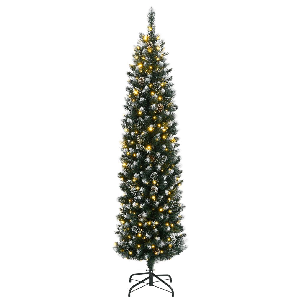 vidaXL Artificial Slim Christmas Tree 300 LEDs 180 cm