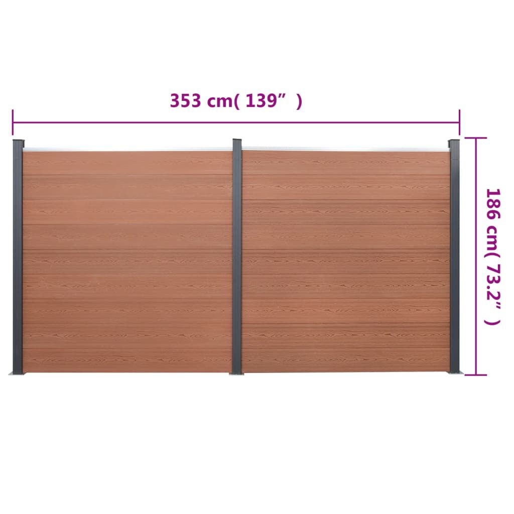 vidaXL Fence Panel Set Brown 353x186 cm WPC