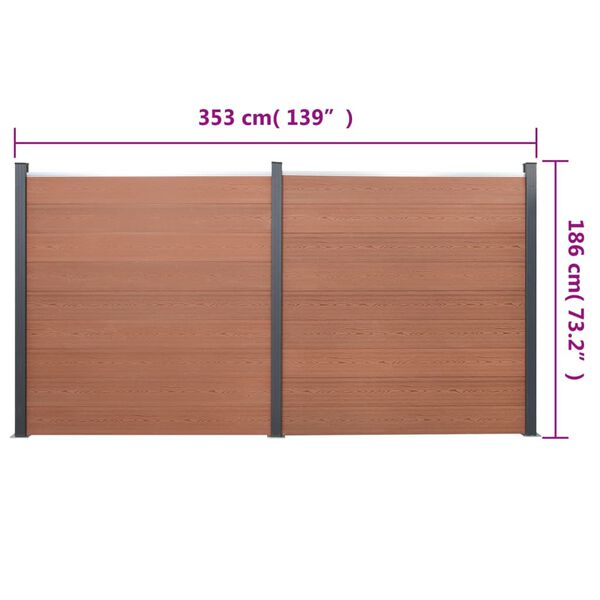 vidaXL Fence Panel Set Brown 353x186 cm WPC