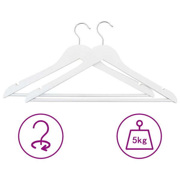 vidaXL 20 pcs Clothes Hanger Set Non-slip White Hardwood