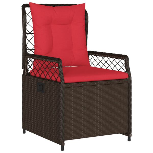 vidaXL Reclining Garden Chairs 2 pcs Brown Poly Rattan