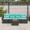 vidaXL Garden Sofa Set 5 pcs Black and turquoise