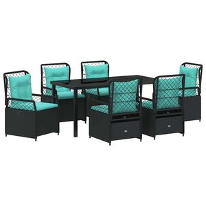 vidaXL Garden Dining Set 7 pcs Black Poly Rattan