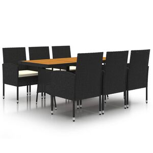 vidaXL 7 Piece Outdoor Dining Set Poly Rattan Black