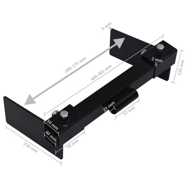 vidaXL Snow Plow Adapter for Lawn Mower Black