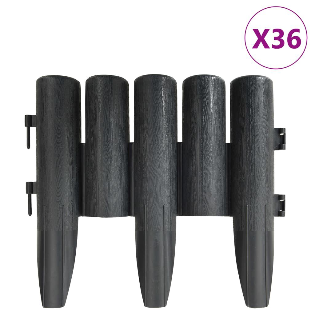 vidaXL Lawn Edgings 36 pcs Anthracite 990 cm Polypropylene