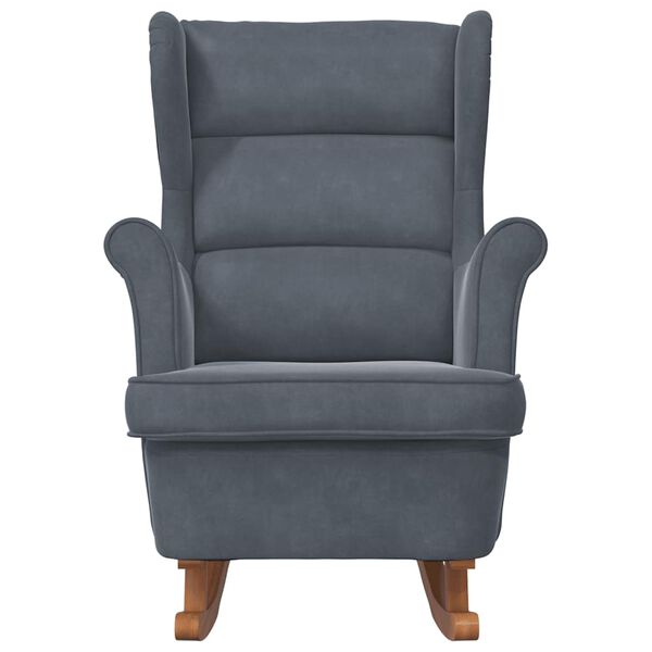 vidaXL Rocking Chair Wingback Dark Grey Velvet and Solid Wood