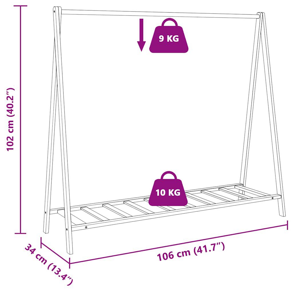vidaXL Clothes Rack with Shelves 106x34x102 cm Bamboo