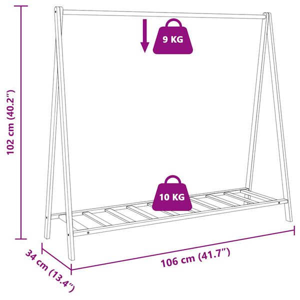 vidaXL Clothes Rack with Shelves 106x34x102 cm Bamboo