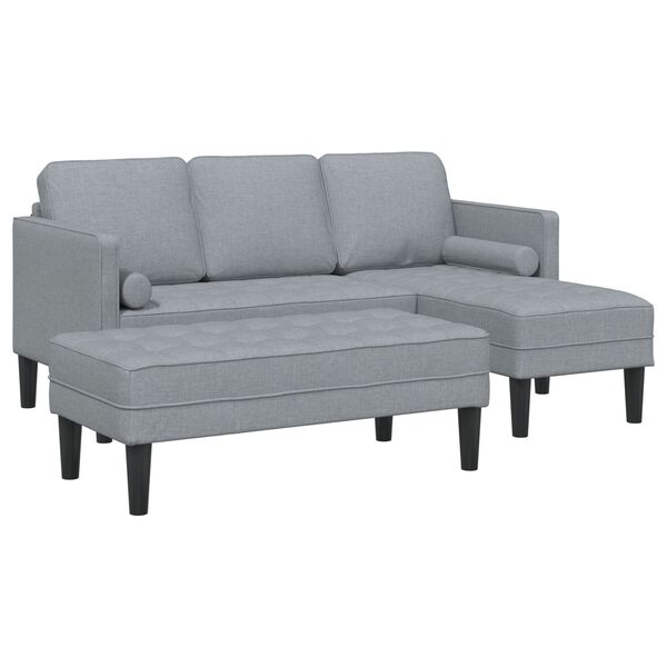 vidaXL 2 Piece Sofa Set with Cushions Light Grey Fabric