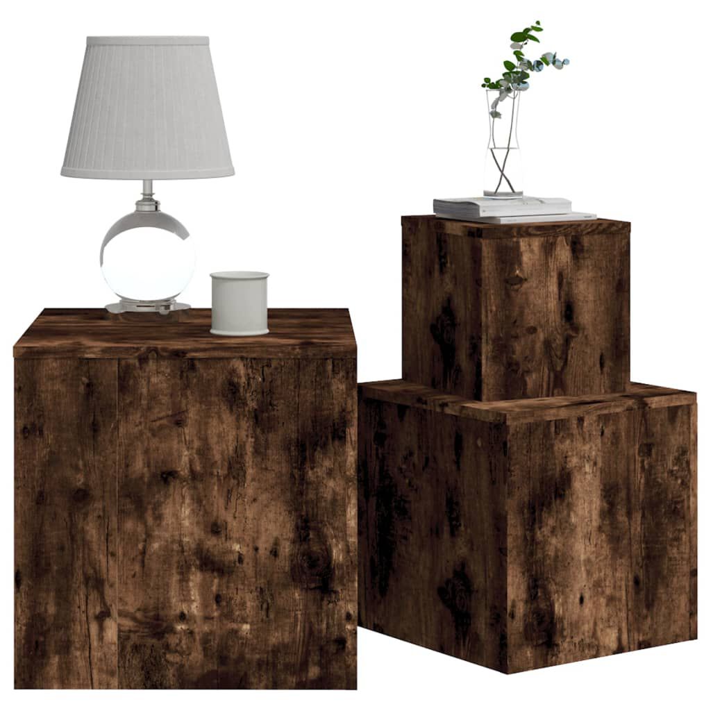 vidaXL Side Tables 3 pcs Smoked Oak Engineered Wood