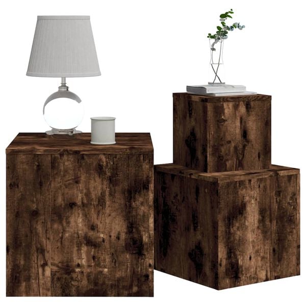 vidaXL Side Tables 3 pcs Smoked Oak Engineered Wood