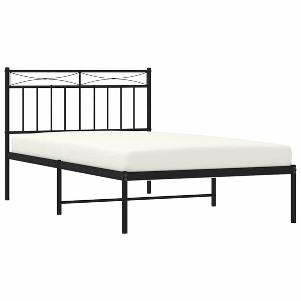 vidaXL Metal Bed Frame without Mattress with Headboard Black 100x200cm