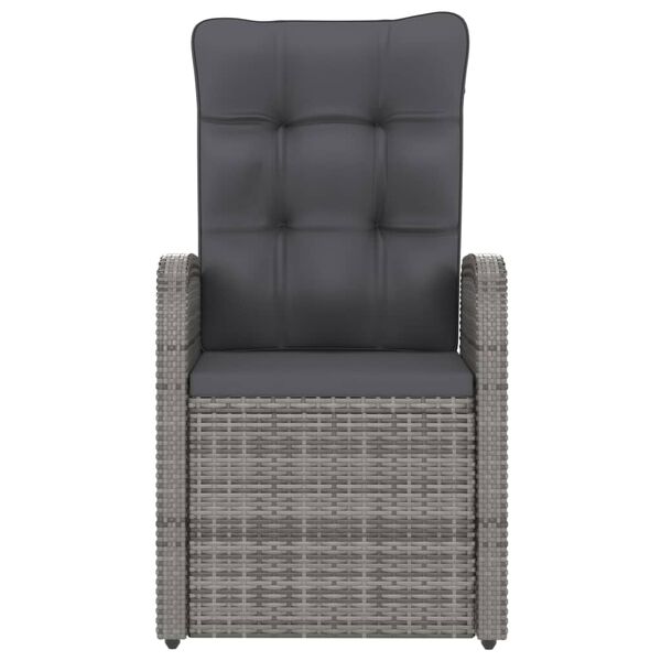 vidaXL 7 Piece Outdoor Dining Set with Cushions Poly Rattan Grey
