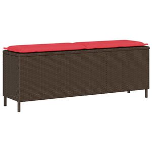 vidaXL Garden Bench with Cushion Brown 110x30x40.5 cm Poly Rattan