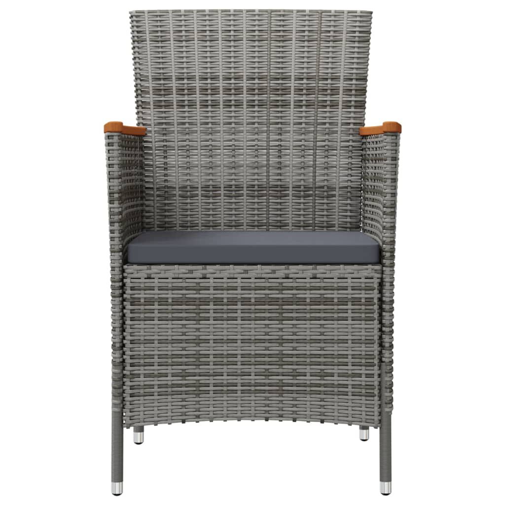 vidaXL Garden Dining Chairs 2 pcs Poly Rattan Grey