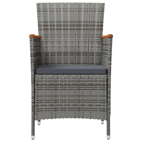 vidaXL Garden Dining Chairs 2 pcs Poly Rattan Grey