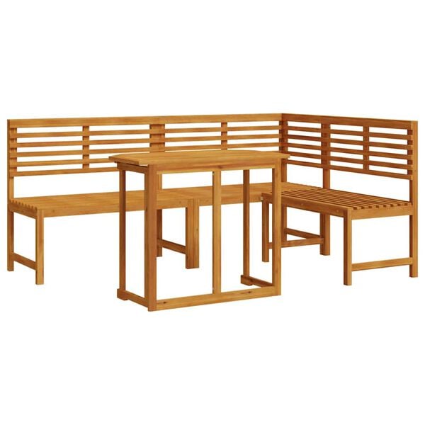 vidaXL Garden Bench Set 3 pcs Brown Solid Acacia Wood