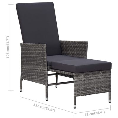 vidaXL 2 Piece Garden Lounge Set with Cushions Poly Rattan Grey