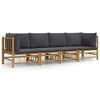 vidaXL 4 Piece Garden Lounge Set with Dark Grey Cushions Bamboo