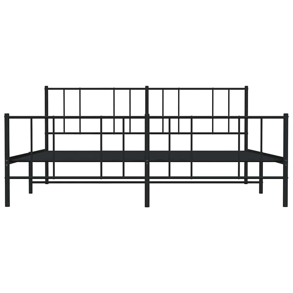 vidaXL Metal Bed Frame without Mattress with Footboard Black 193x203cm