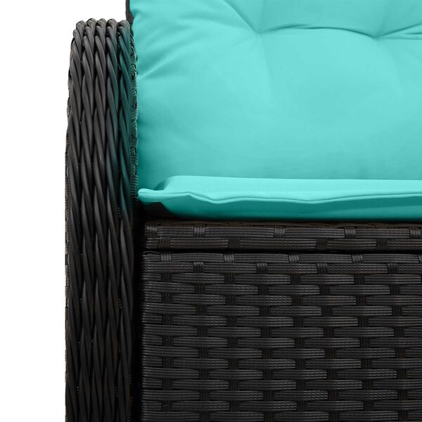 vidaXL 2-Seater Garden Sofa with Cushions in Black Poly Rattan