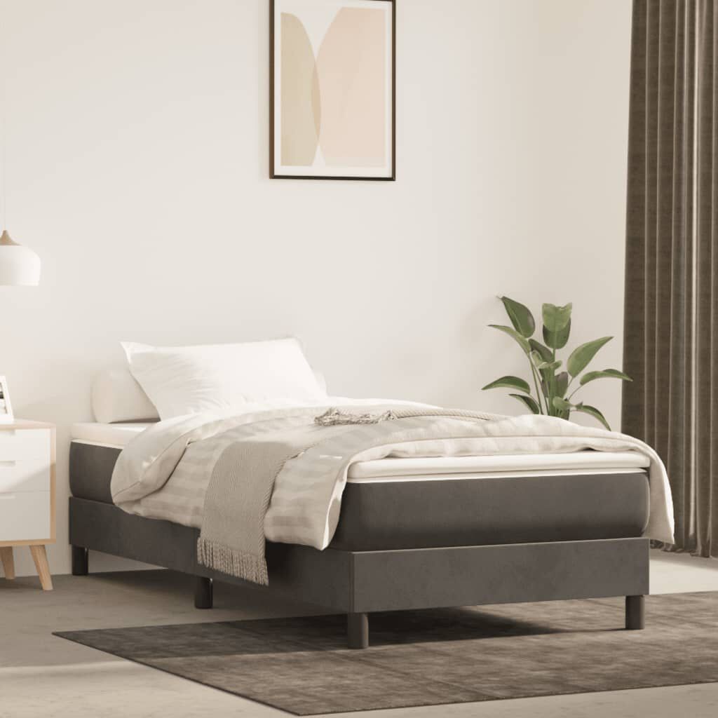 vidaXL Bed Frame without Mattress Dark Grey Twin XL Velvet (US Only)