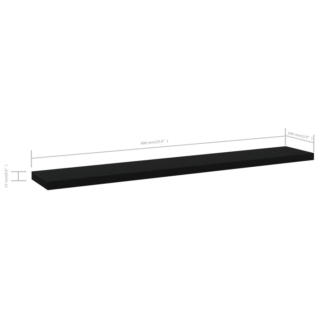 vidaXL Bookshelf Boards 8 pcs Black 60x10x1.5 cm Engineered Wood