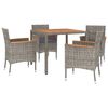 vidaXL 5 Piece Garden Dining Set with Cushions Grey Poly Rattan