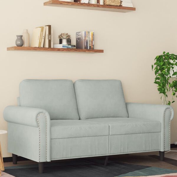 vidaXL 2-Seater Sofa Light Grey 120 cm Velvet