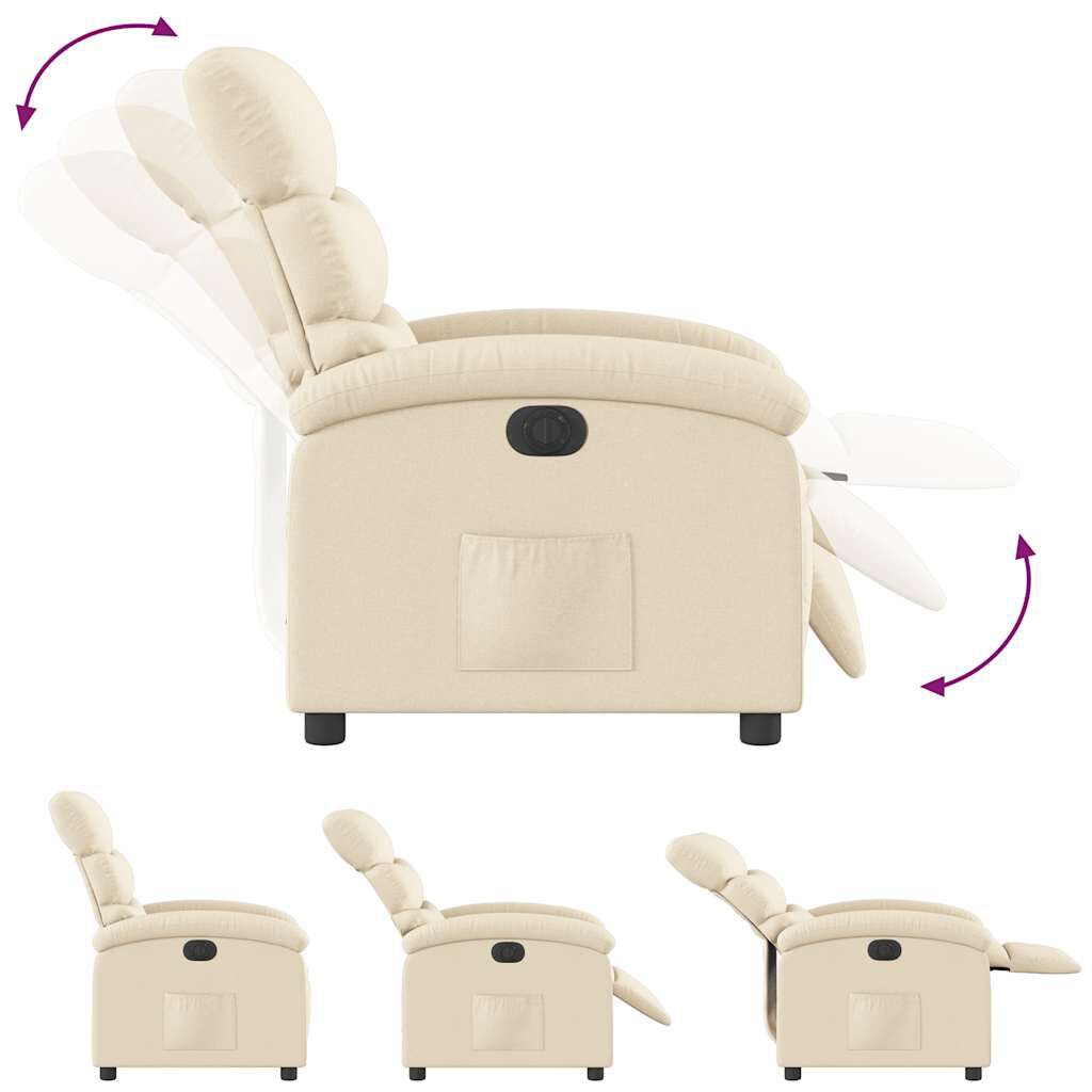 vidaXL Electric Recliner Chair Cream Fabric