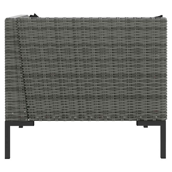 vidaXL 3 Piece Garden Lounge Set Dark Grey Half Round Poly Rattan