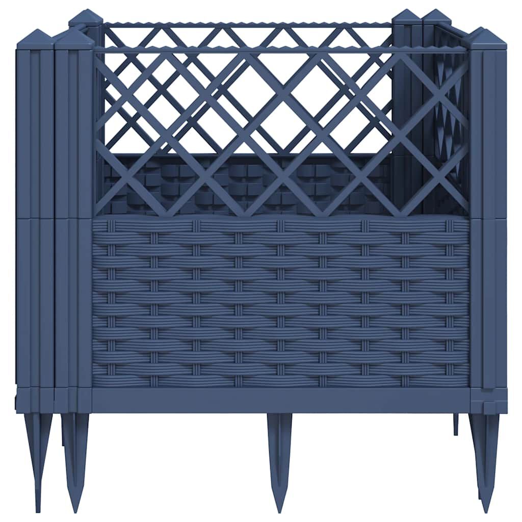 vidaXL Garden Planter with Pegs Blue Grey 43.5x43.5x43.5 cm PP